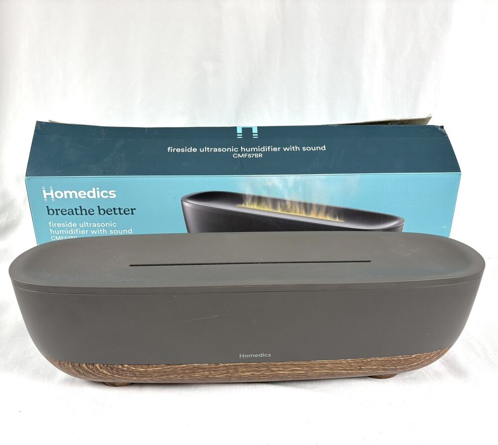Homedics Fireside CMF57BR 0.47 Gal Top Fill Ultrasonic Humidifier w/ Sound